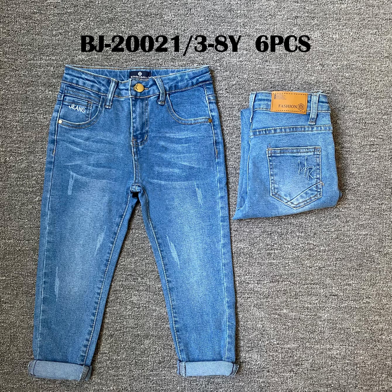 Cross-border children's clothing stretch denim boys and girls washed slim jeans children's casual versatile trousers factory ready stock