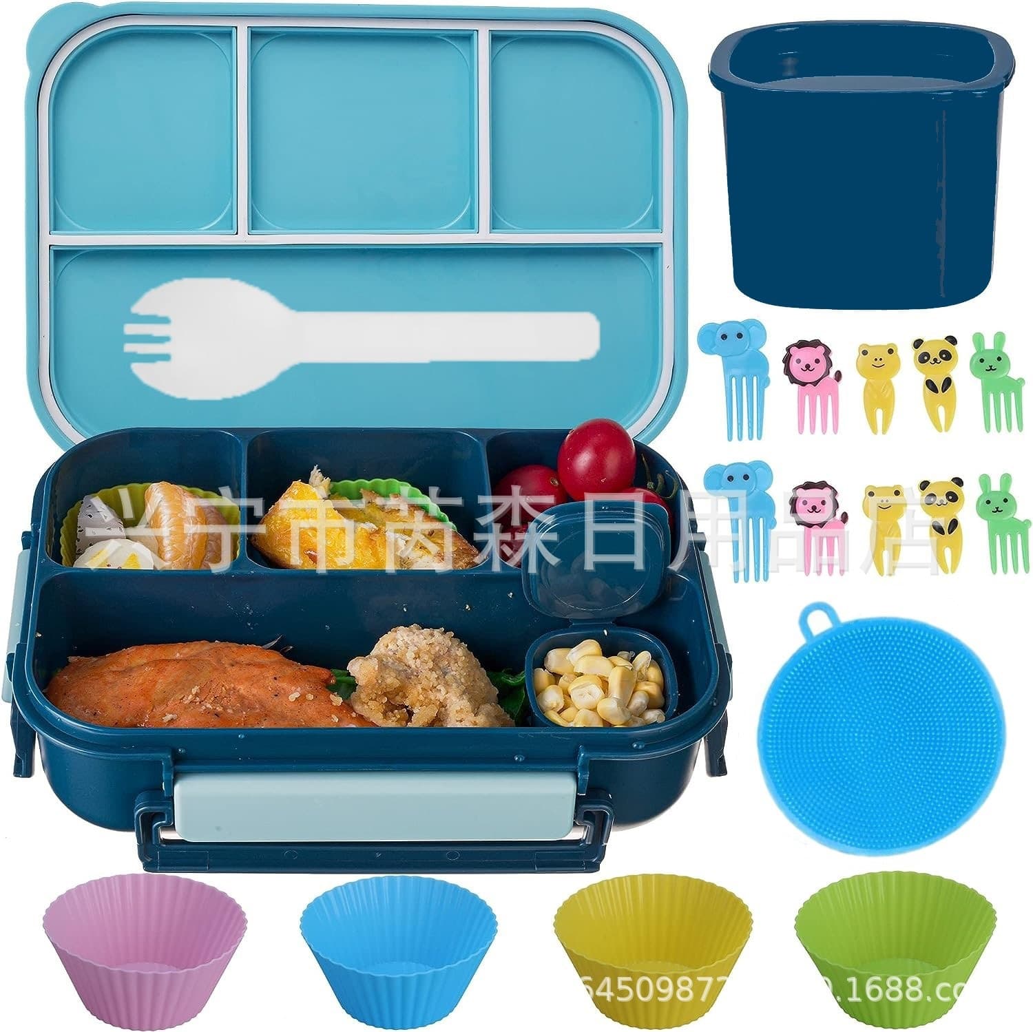 Amazon 17-piece children's lunch box set 1.3L capacity lunch box take-out lunch box cartoon fruit