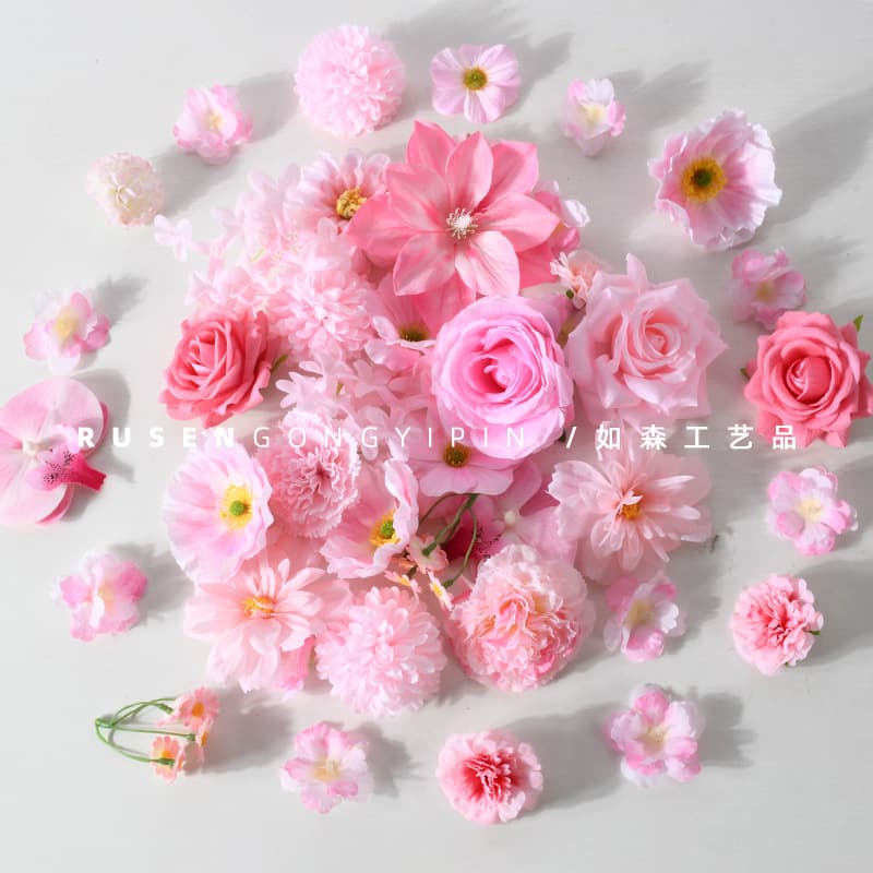 Artificial Flower Heads Pink Series DIY Accessories Materials for Wedding Celebration Confetti Hairpin Corsage Wreath Flower Wall