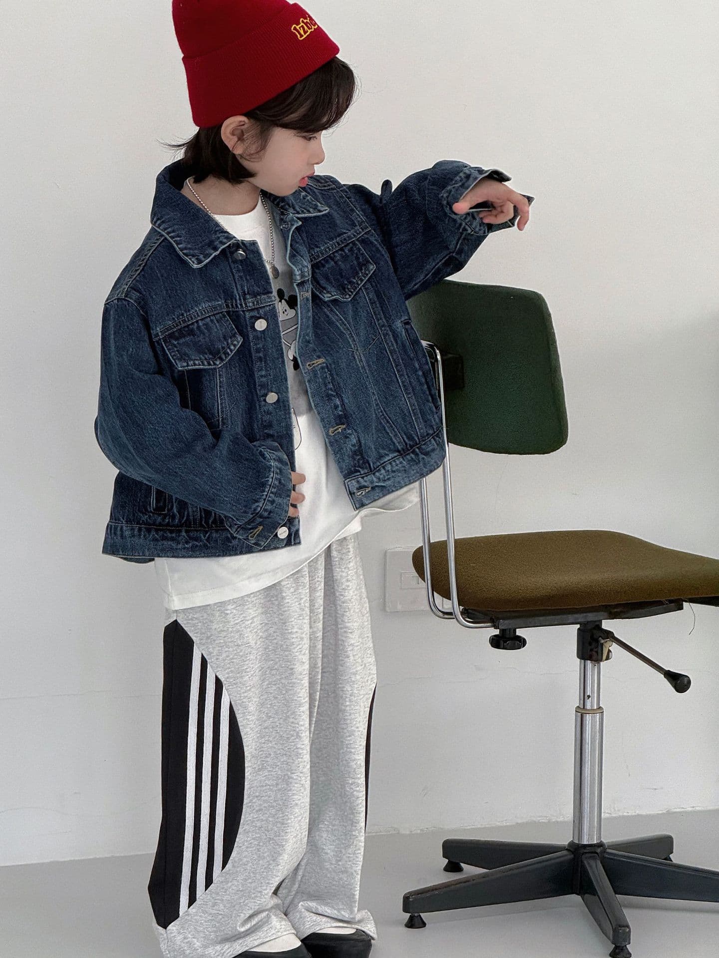 YX Cheese & Meow Boy's Jacket 2026 Spring New Korean Cool Denim Jacket for Older Kids
