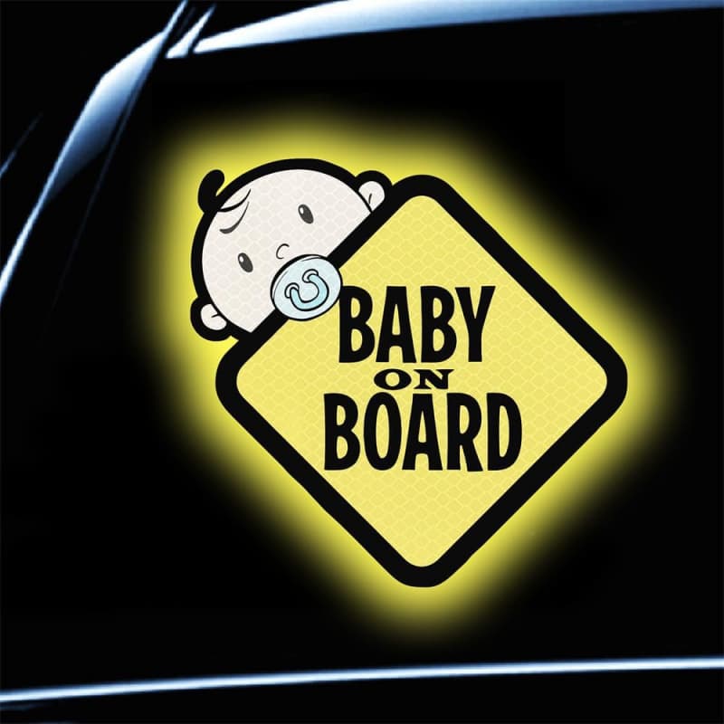 Cross-border Car Sticker: Baby on Board, Highly Reflective, Waterproof, Personalized Cartoon Creative Car Decal, Night Reflective Sticker