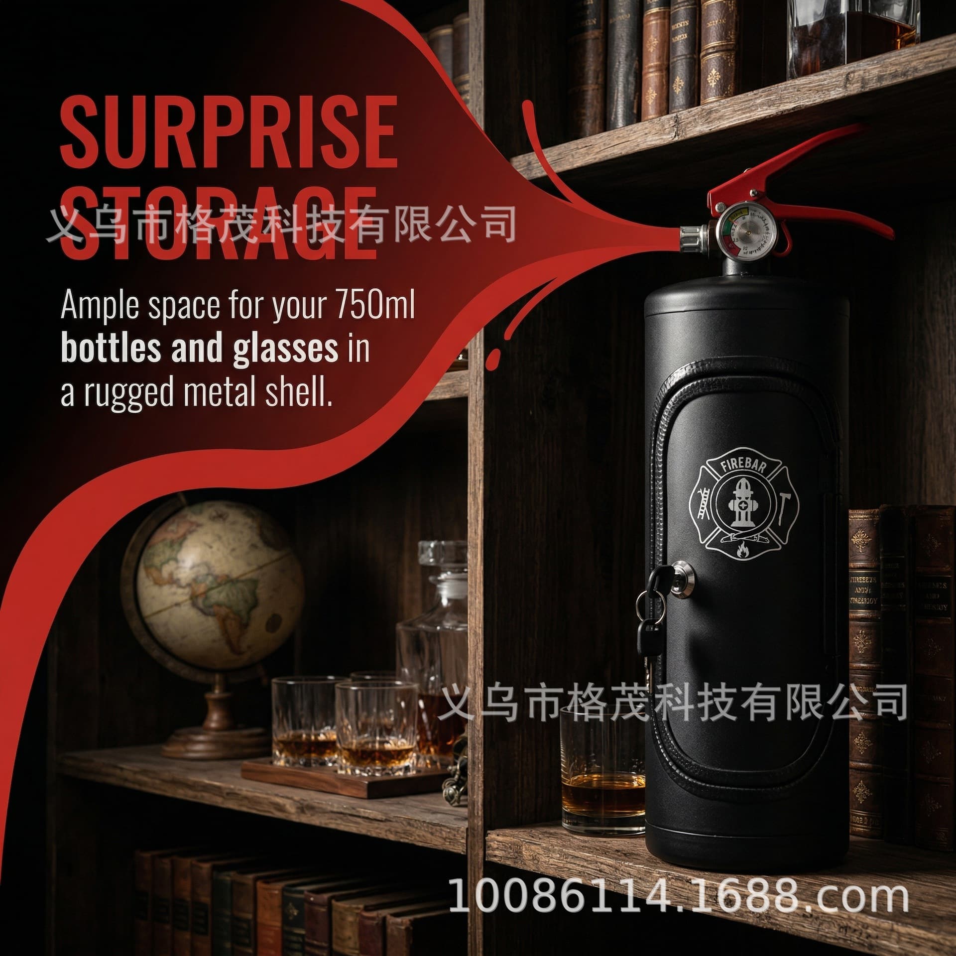 Cross-border Fireextinguisherminibar fire extinguisher wine box firefighter's gift idea for men