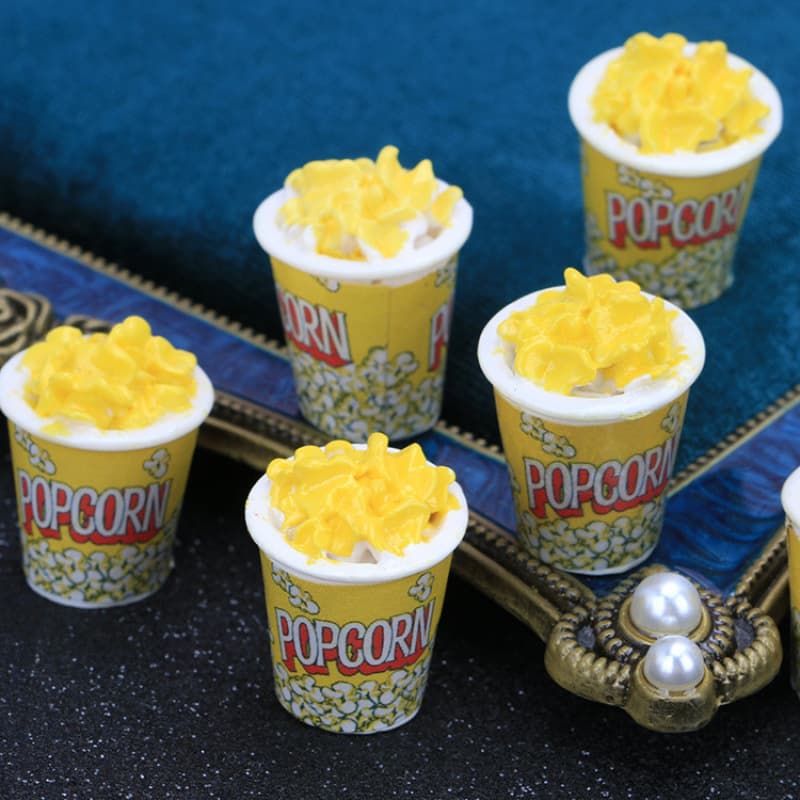 Popcorn Bucket Resin Accessories 3D Simulation Food Toy Bucket Popcorn Epoxy Cream Phone Case