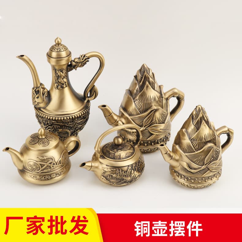 Factory Direct Copper Teapot Ornament Wholesale, Home Copper Teapot Desktop Ornament, Landscape Teapot, Wine Pot