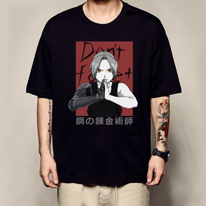 Zn42927 Japanese Cartoon New Product Independent Site Fullmetal Alchemist Anime Print Themed T-Shirt Short-Sleeve Shirt