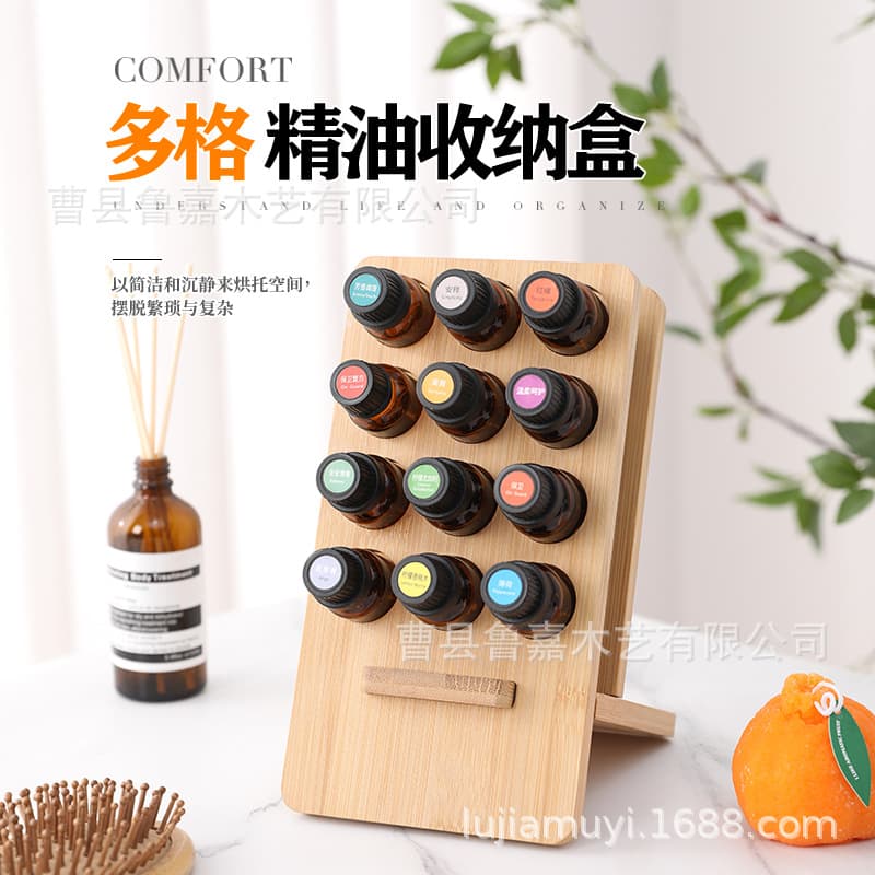 In Stock doTERRA Display Stand 12-Slot Essential Oil Rack, Desktop Dispenser Bottle Showcase with Removable Bamboo Wood Frame, Factory Direct