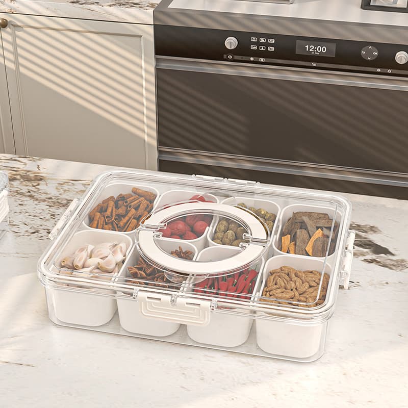 Cross-border New Compartment Freshness Box Refrigerator Storage Box Plastic Thickened Freezer Drainage Freshness Snack Box