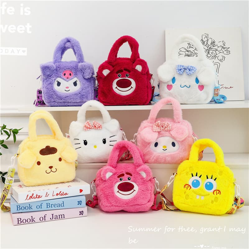 Plush handheld small bag for women, cute, soft and cute, girly heart small shoulder bag 2025 new Japanese style lazy style crossbody bag
