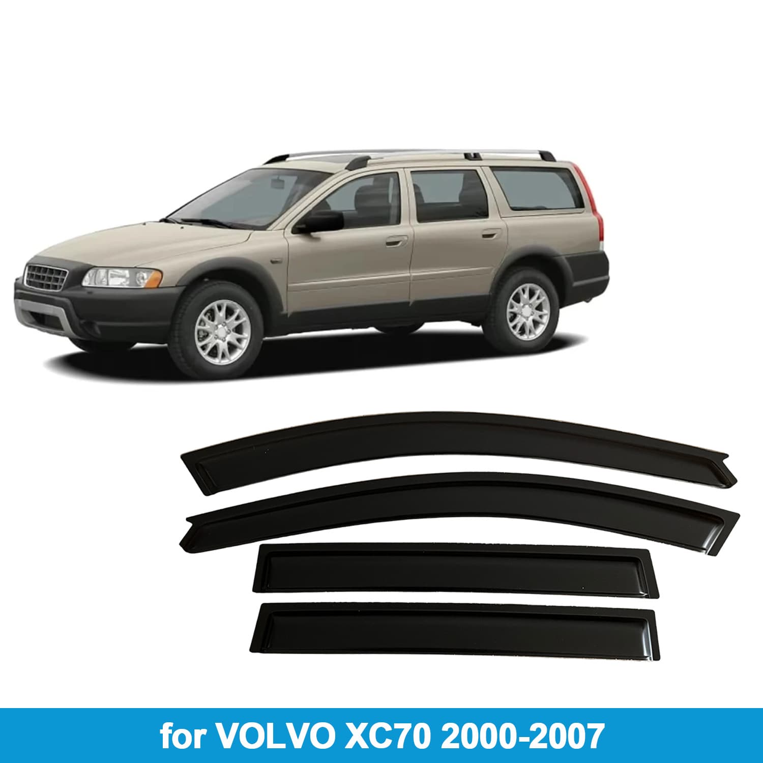Compatible with Volvo XC70 2000-2007 Rain Guard Side Window Deflector Visor Thickened Translucent