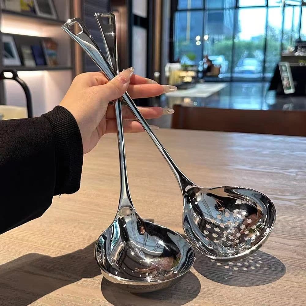 Stainless steel soup shell soup drain Internet celebrity long-handled colander kitchen soup porridge spoon household small soup spoon restaurant hot pot spoon