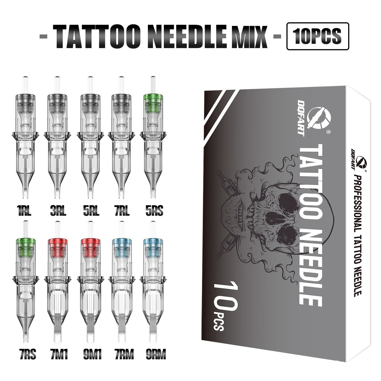 Best-selling DQFART Tattoo Integrated Needles 10-Pack, Tattoo Cartridge, Tattoo Pen Needles, Embroidery Needle, Tattoo Needle