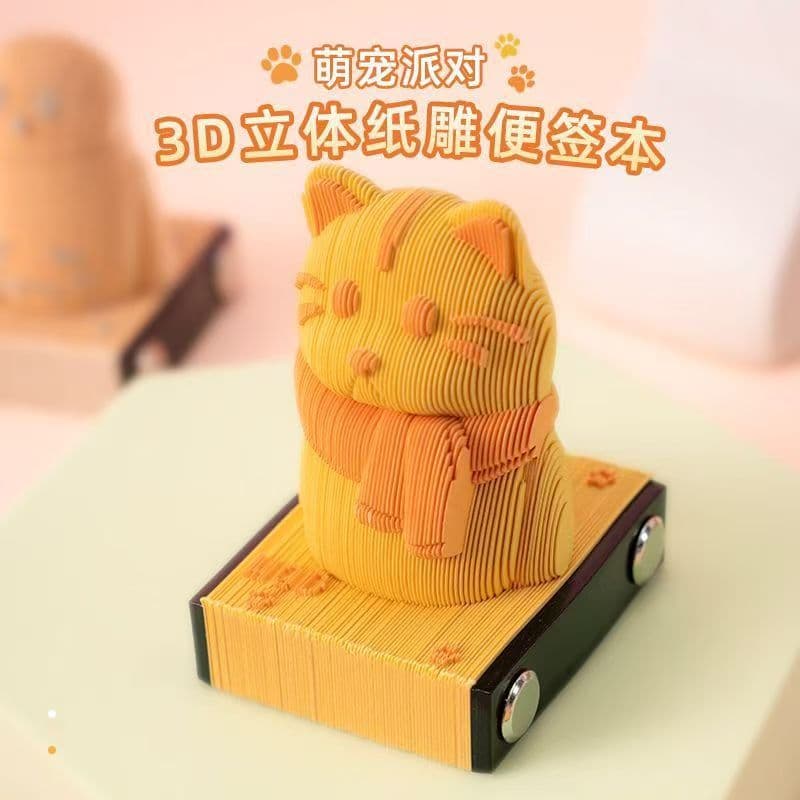 Custom Cute Cartoon 3D Memo Pad Creative Adorable Pet Paper Sculpture Sticky Notes Novel Exquisite Premium Gift