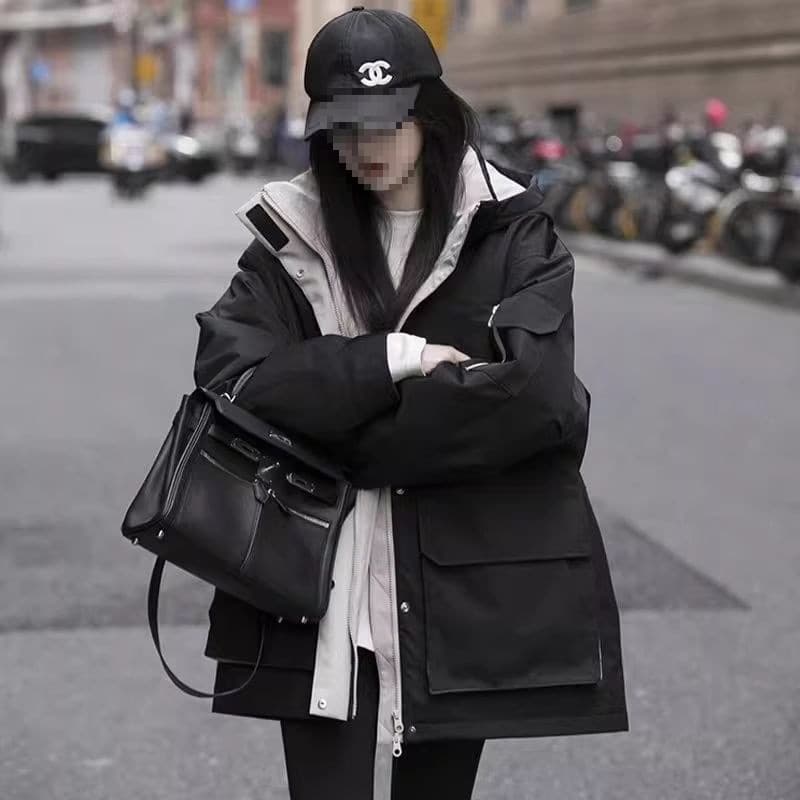 Korean Style Couple Down Cotton Jacket Winter New Women's Thickened Loose Cotton Coat Petite American Style Quilted Jacket Outerwear