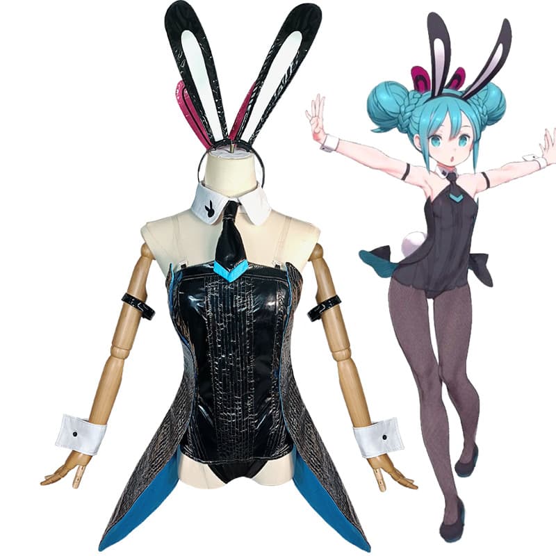 In-Stock Hatsune Cosplay Bunny Girl Leotard Anime Miku Black Bunny Sexy Cute Cosplay Female Outfit