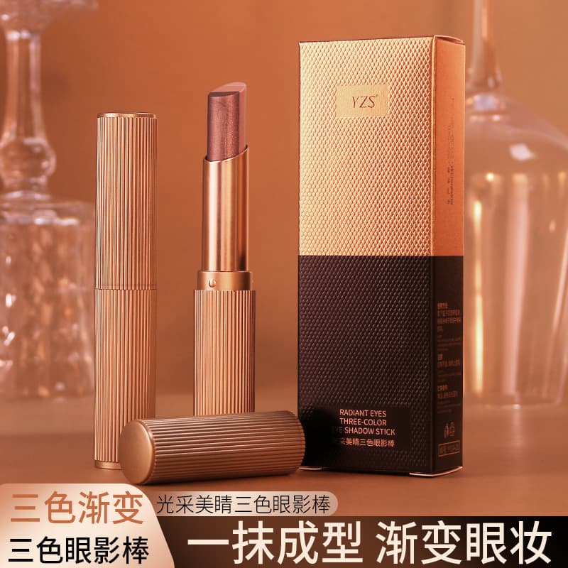 New Yzs Radiant Eye-Catching Three-Color Eye Shadow Stick Pearlescent Fine Shimmer Contouring Brightening Eye Shadow Stick Matte Earth Eye Shadow