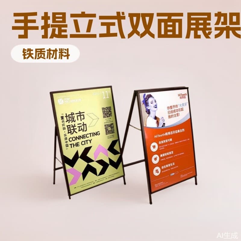Iron Poster Display Rack, Portable Vertical Single/Double Sided Advertising Stand, KT Board Display Stand 60x90 Double Sided