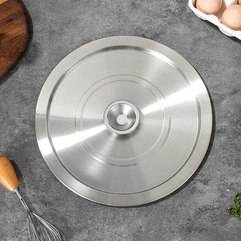 Stainless steel round thickened universal pot lid, large bucket lid, flat lid, recessed steel lid, non-magnetic dustproof lid wholesale