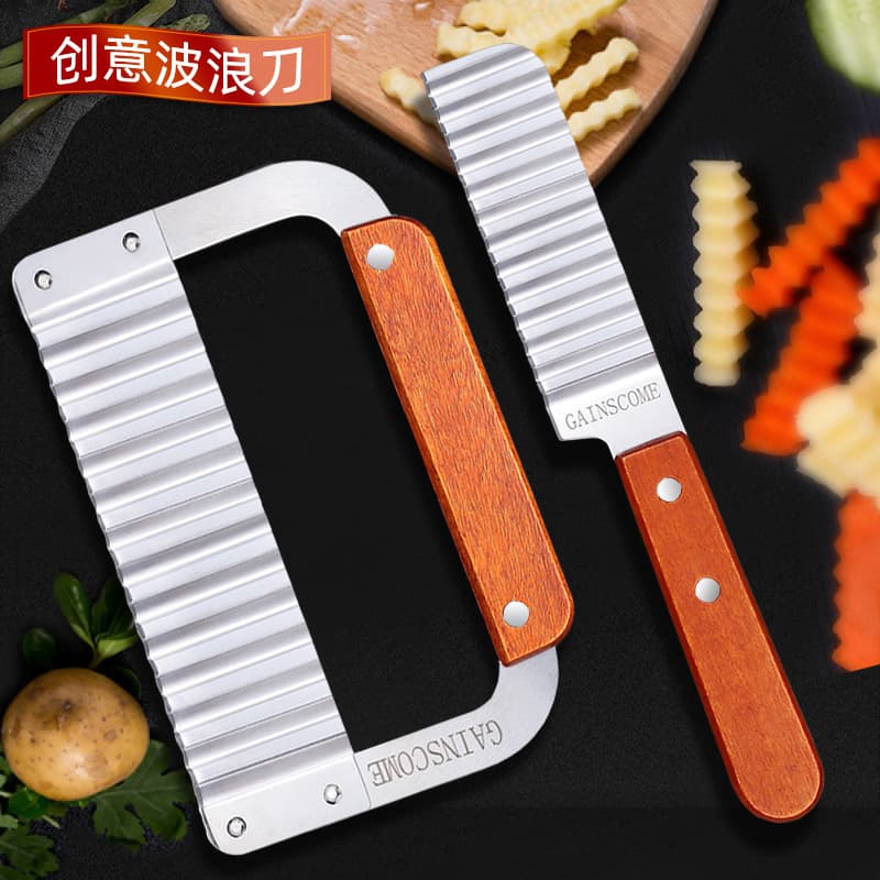 Crinkle Cutter Potato Slicer, Wave Knife for Curly Fries, Wavy Vegetable Cutter, Crinkle Cut Tool for Potatoes and Vegetables