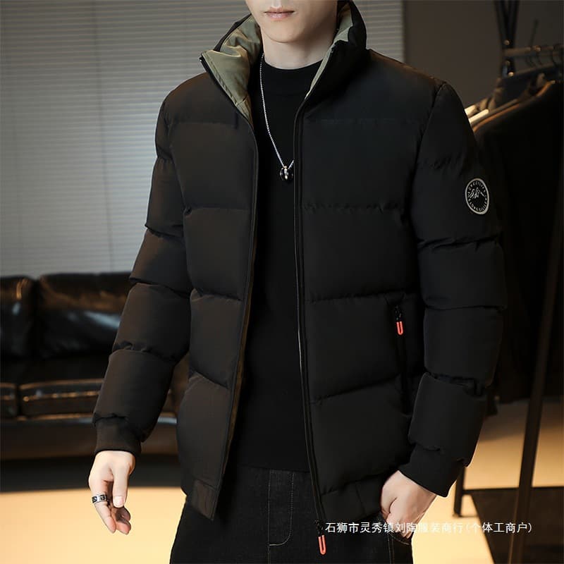 Stand Collar Down Cotton Coat Men's Winter Thick Warm Jacket Youth Loose Plus Size Cotton Puffer Fashion