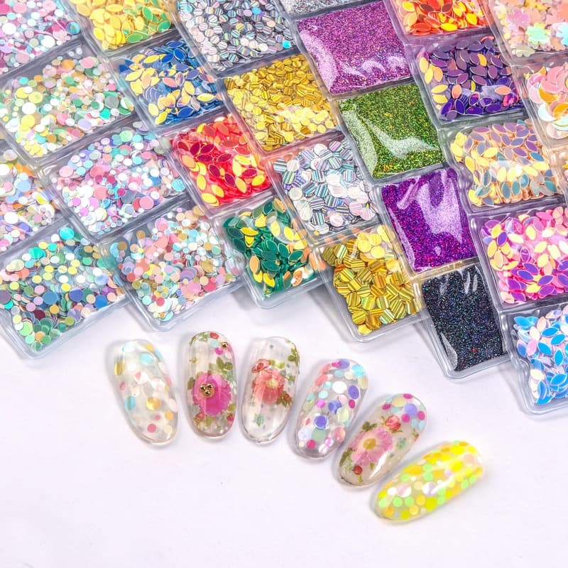 6-Pack Nail Art Glitter Candy Color Laser Sparkle Patches Face Makeup Stage Nail DIY Accessories Wholesale