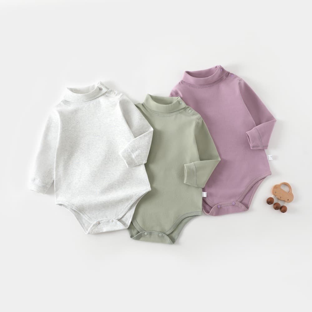 High Neck 280g Wool Blend Bodysuit Baby Clothes Triangle Romper Baby Crawling Suit Base Layer Warm Seamless