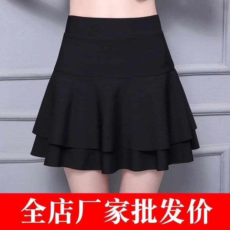 New Spring/Autumn Double-Layer Pleated Skirt, Plus Size Midi Length, High-Waist Slimming Versatile Skirt