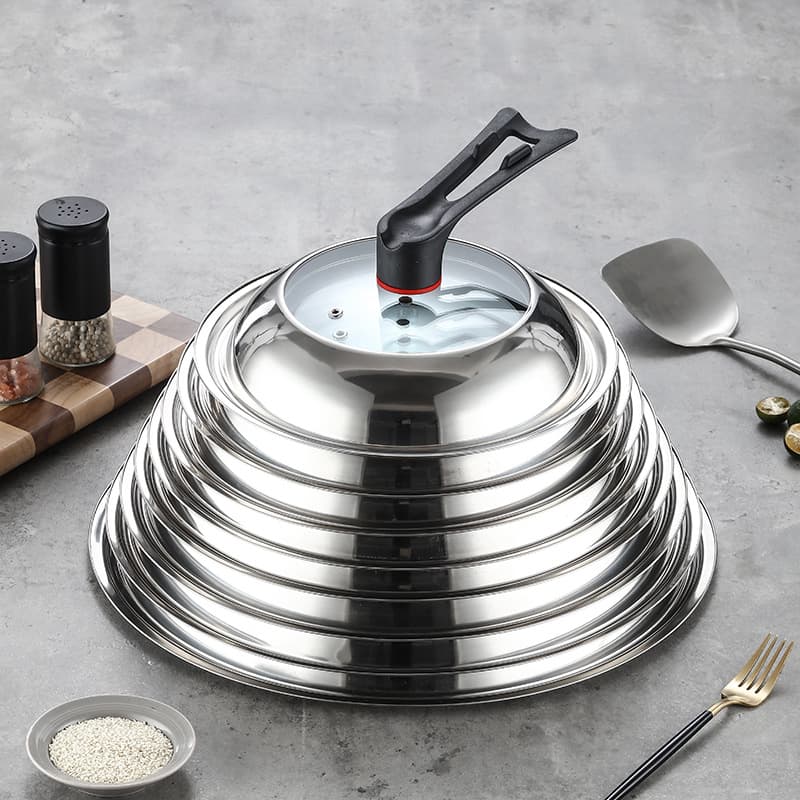 Stainless steel pot lid, household frying pan lid, 32cm/34cm, universal transparent pot lid, glass lid.