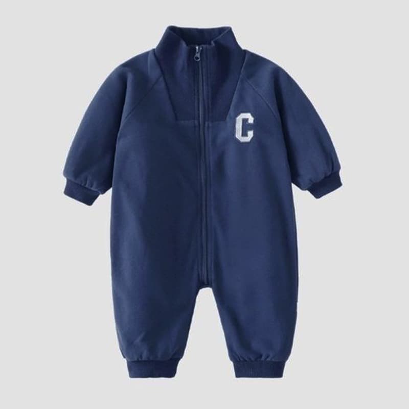 Baby jumpsuit autumn and winter plus velvet zipper long-sleeved crawling suit for baby to go out and full moon baby boy crawling suit