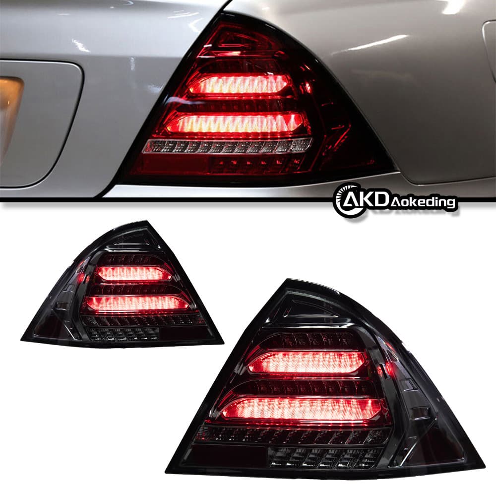 Tail Light Assembly for 00-06 Mercedes-Benz C-Class W203 Modified LED Running Light Sequential Turn Signal Smoked Black
