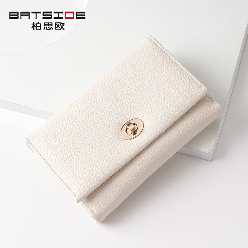 Premium Leather PU Women's Wallet with Lock, Cross-Border Medium/Short Style, Soft PU Wallet Wholesale