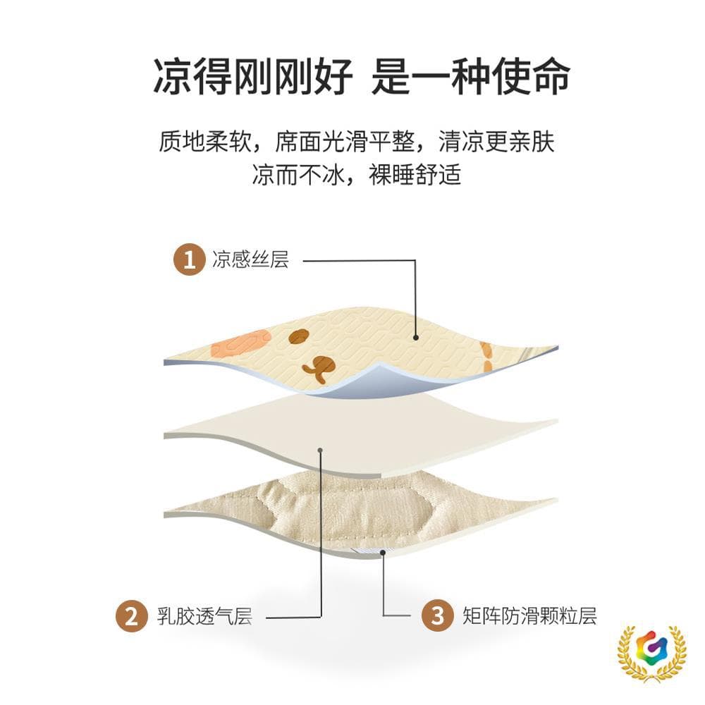 ✅Ins Summer Ice Silk Latex Soft Cooling Mat 3-Piece Set, Sheet Fitted Style, Dorm Single Summer Cool Pad Washable