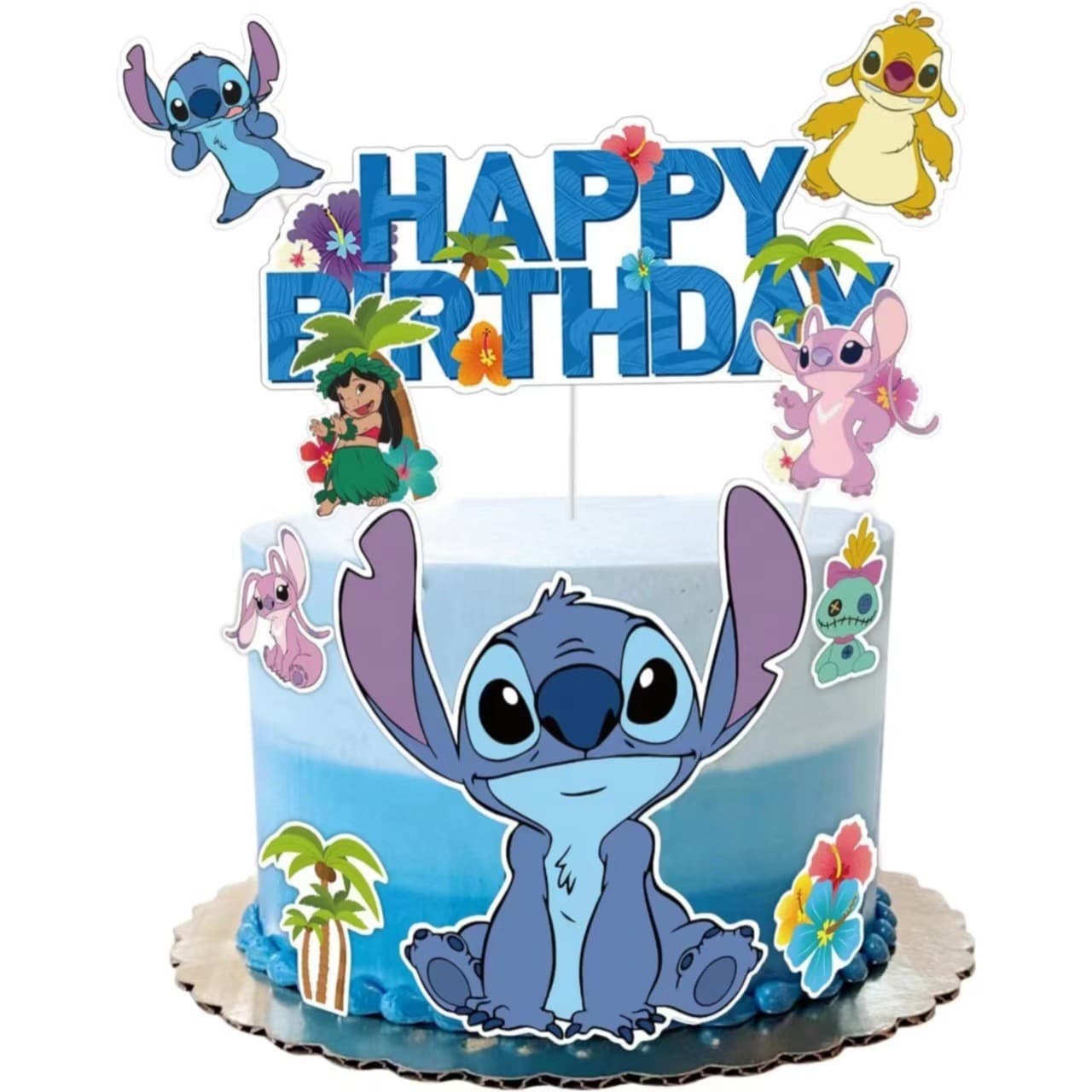 Cross-border Amazon Stitch Birthday Party Decoration Insert Card Stitch Cartoon Cake Topper
