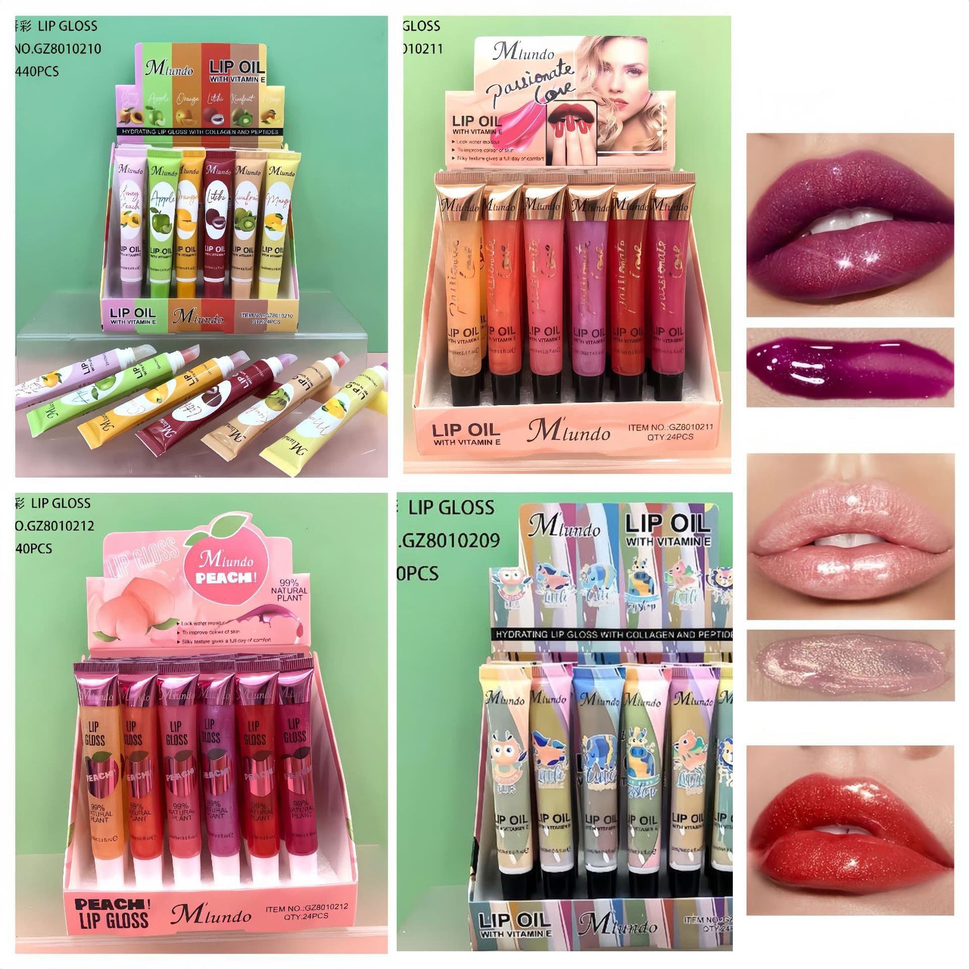Mlundo 6-color mirror water gloss tube lip glaze Dudu lip shiny lip gloss non-stick cup liquid lipstick lip gloss