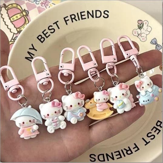 kiti cat cute cartoon keychain pendant ins style girly heart student school bag pencil case best friend gift pendant