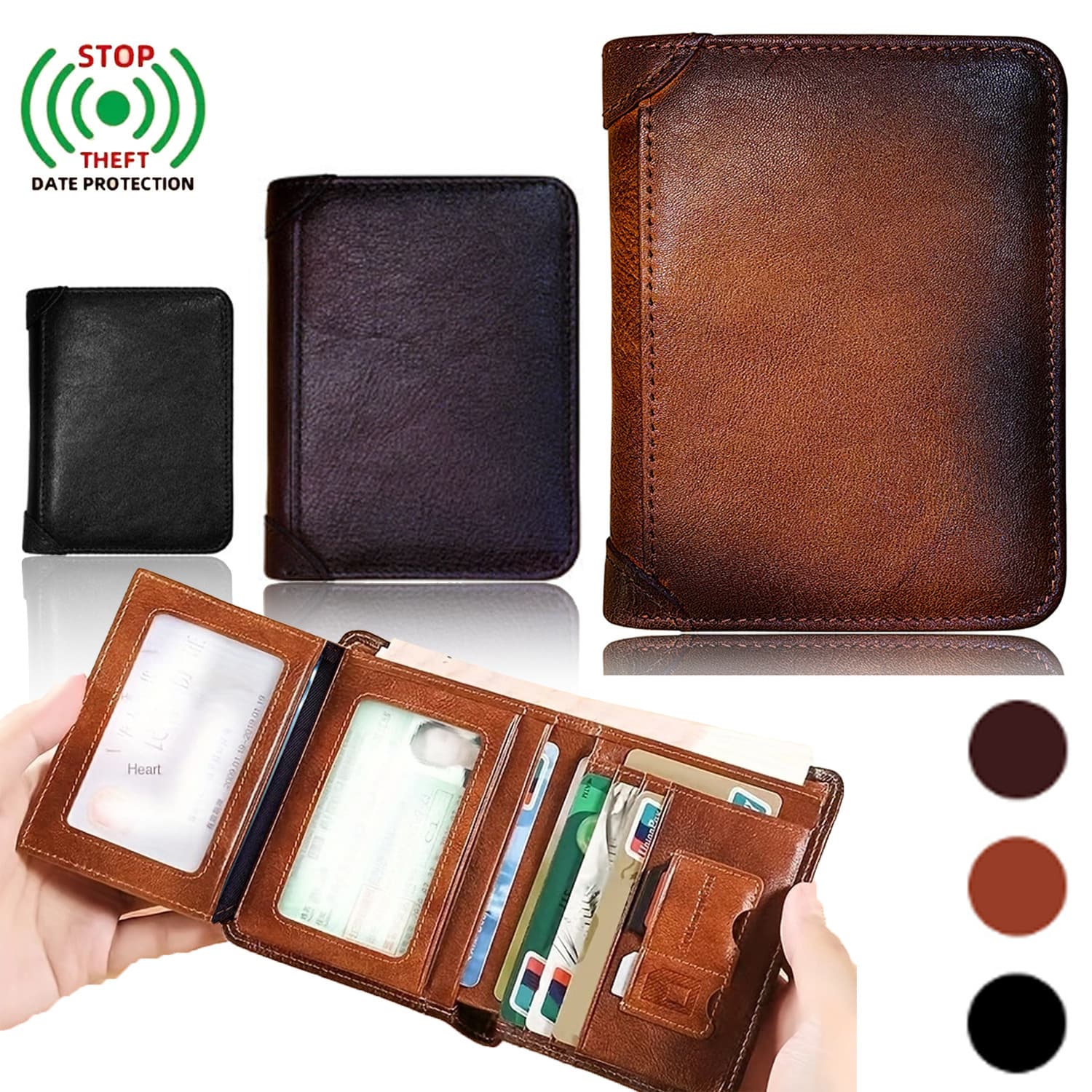 Genuine Leather Ultra-Thin Men's Wallet Multifunctional Driver's License Integrated Short Wallet Top Layer Cowhide Lining Genuine Leather