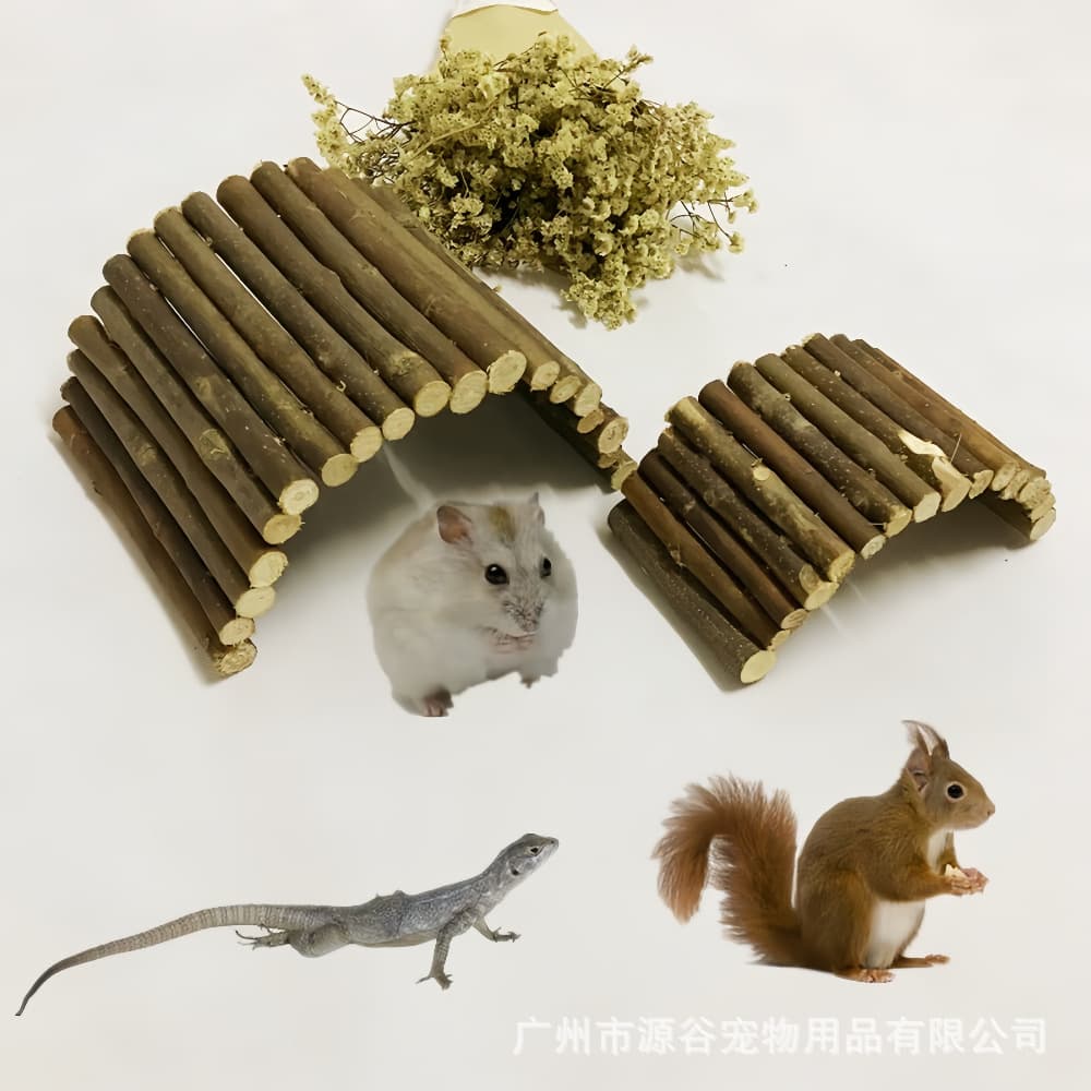 Wooden Hamster Crawling Gazebo Wooden Bridge Wooden Fence Ladder Hamster Landscape Escape House Pet Toys Pet Supplies