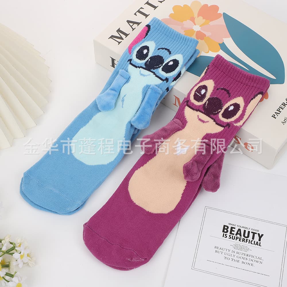 Zhuji Foreign Trade Cute Cartoon Stitch Medium Straight Pile Socks Socks Women's Japanese Hand Socks Original Design