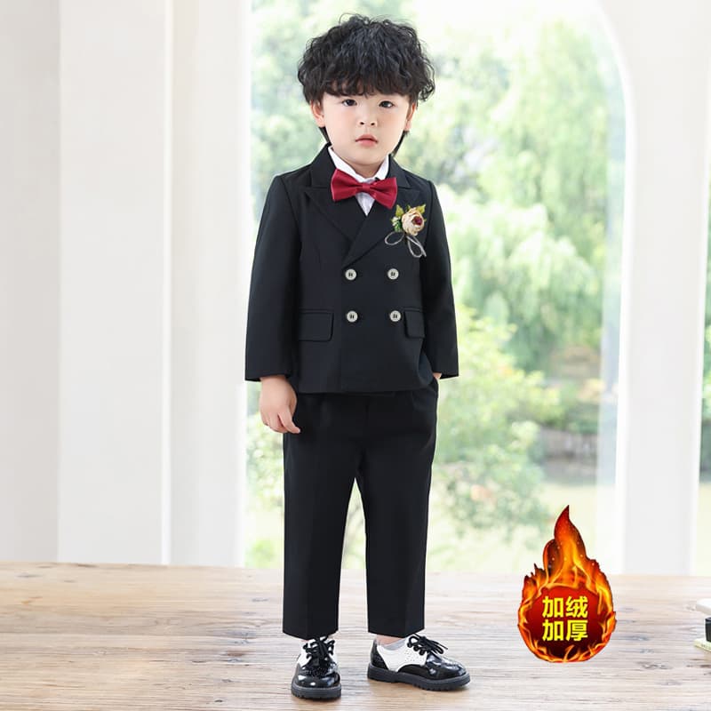 Children's Velvet Suit, Boy's Autumn and Winter Flower Girl Wedding Suit, Baby's First Birthday Suit, Piano Performance Suit