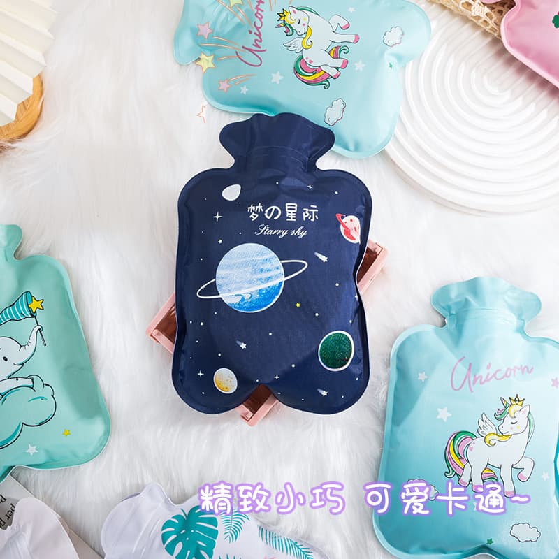 Double-layer Fabric Water-Filled Hot Water Bottle, Cute Cartoon Hot Water Bag for Students, Thickened Winter Warmer, Heat Retention