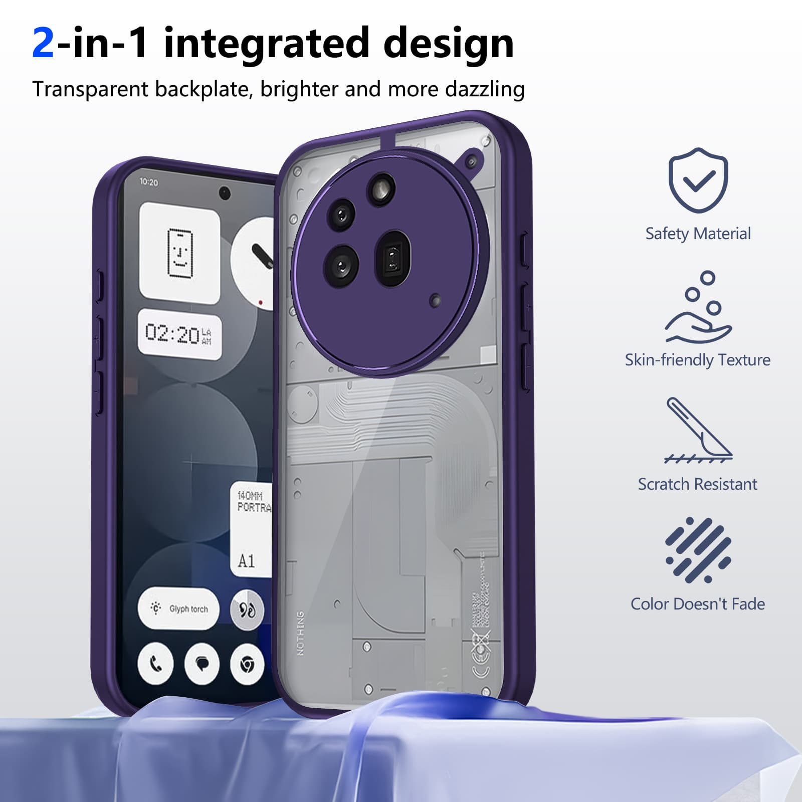 Cross-border compatible Nothing Phone 3A Pro skin-feel TM matte phone case precision-cut protective cover 2A Plus