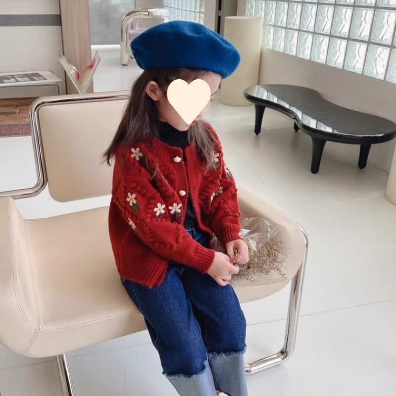 Girls' Cardigan Sweater Coat Autumn Winter Princess Style Knit Top Stylish Baby Girl Red Christmas Sweater