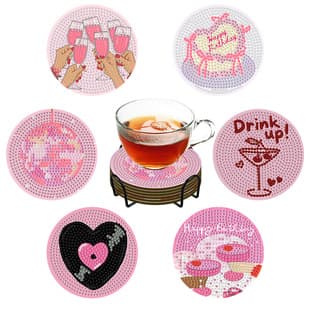 Amazon Hot Selling 5D DIY Wooden Diamond Painting Coaster with Stand, Heat Insulation and Non-Slip, Valentine's Day Gift
