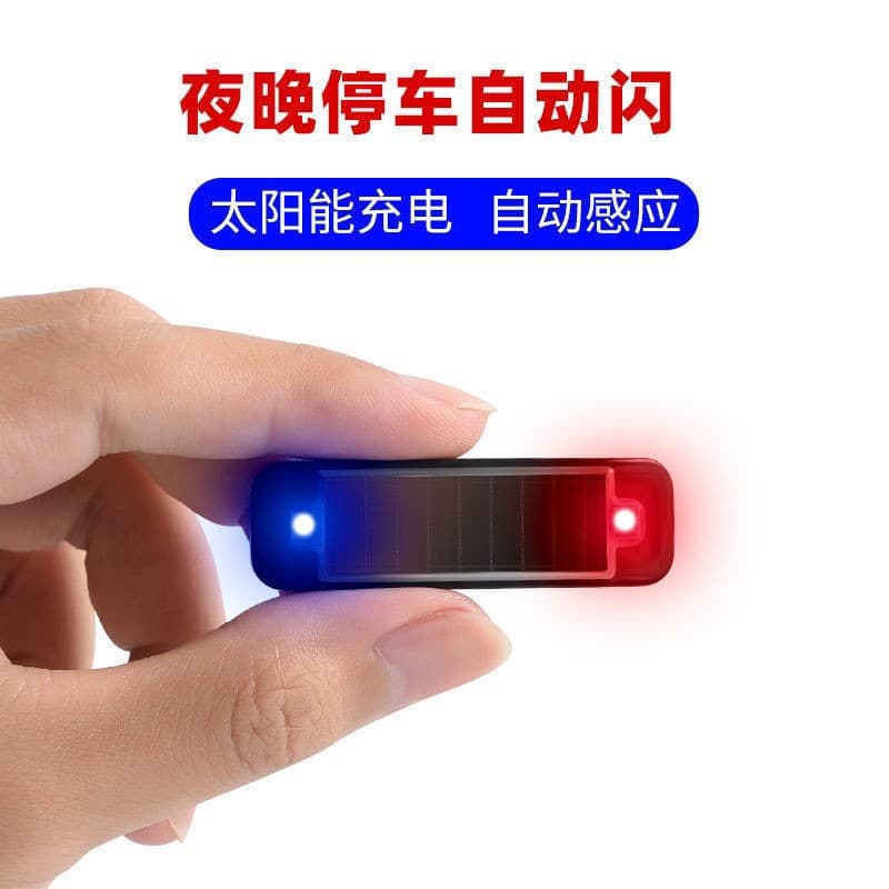 Solar LED Warning Light, Anti-Collision for Cars, No Wiring Required, Flashing Light for Motorcycles and Bicycles, Red and Blue Strobe Light