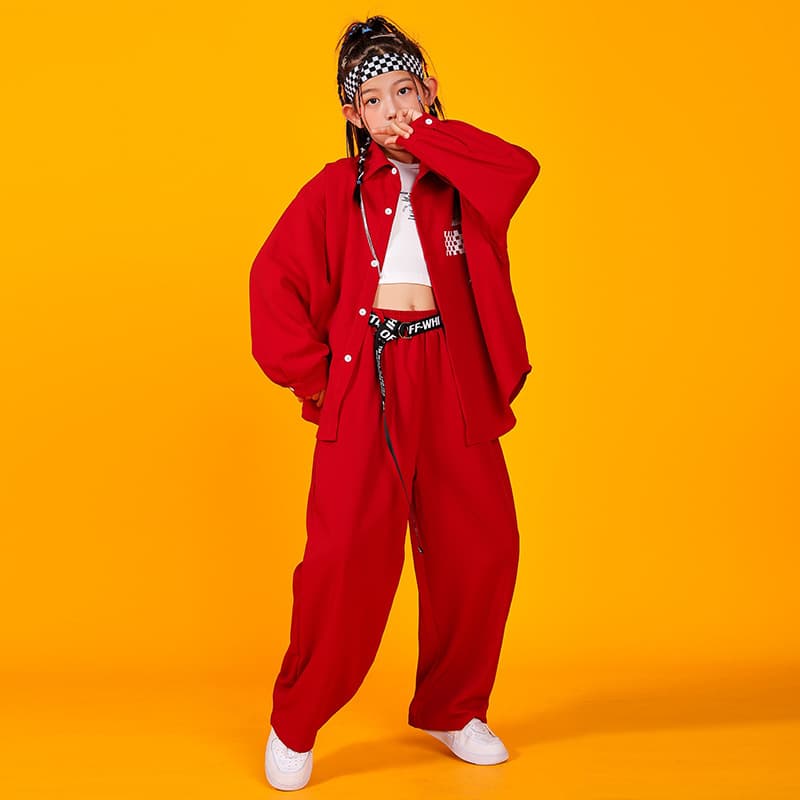 Street Dance Kids Hip Hop Shirt Boys Set Hip Hop Shirt Trendy Brand Performance Costume Girls Jazz Runway Show Summer