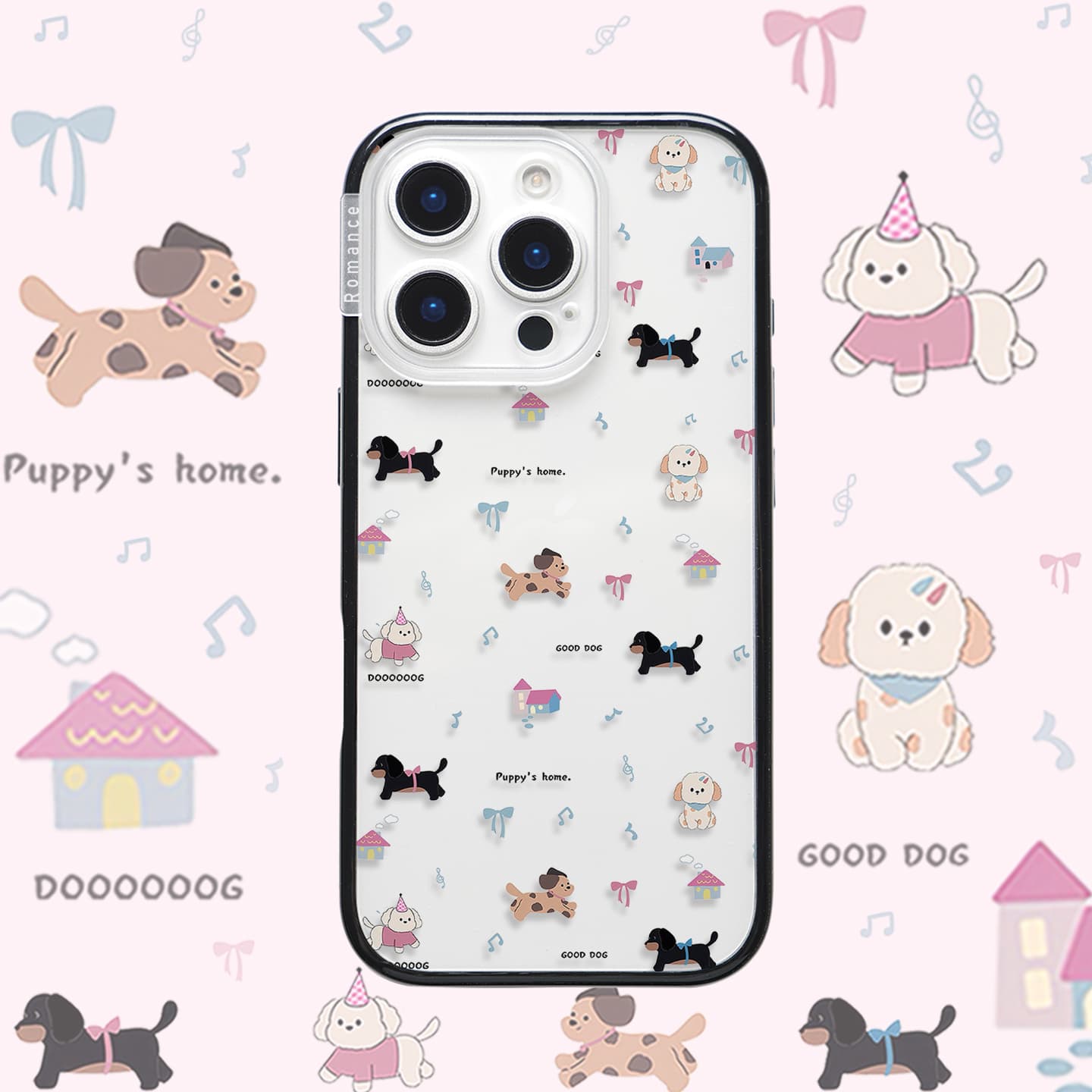 Full Camera Button Case for iPhone 16 Pro / iPhone 17 Pro Max - Music Note Dog Design by Ju Jingyi