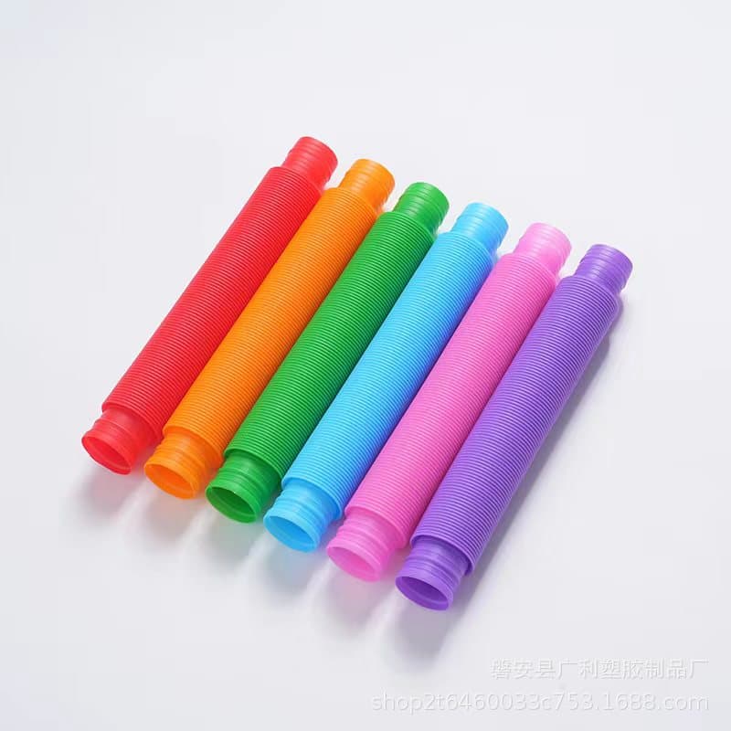 Children's intellectual stress relief toy tube, mini washing machine telescopic tube, toy rainbow tube