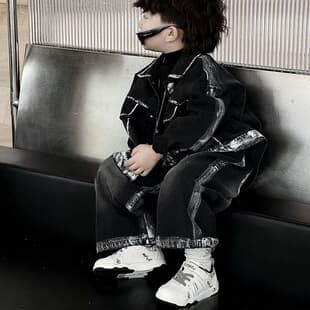 Korean Style Boy Fashionable Handsome Denim Set 2026 Spring New Children American Casual Denim Two-Piece Set Trendy