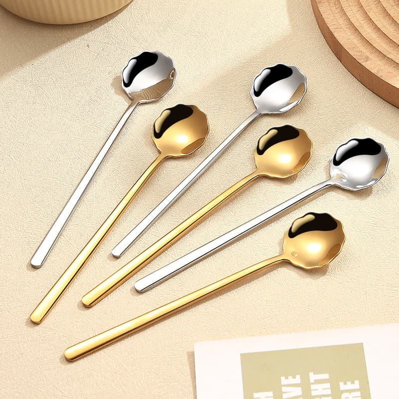 304 Stainless Steel Coffee Spoon Gold Small Spoon Lotus Root Starch Spoon Bird's Nest Spoon Dessert Spoon Customizable Logo
