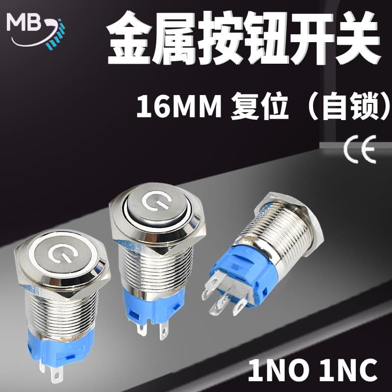 12/16/19MM Metal Push Button Switch Waterproof Metal Button LED Illuminated Momentary/Latching Switch