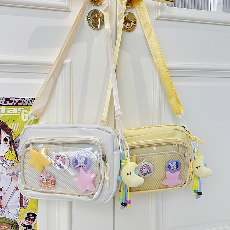 Japanese and Korean cute small bag for women, anime style ita bag, solid color, fresh student Korean simple crossbody bag